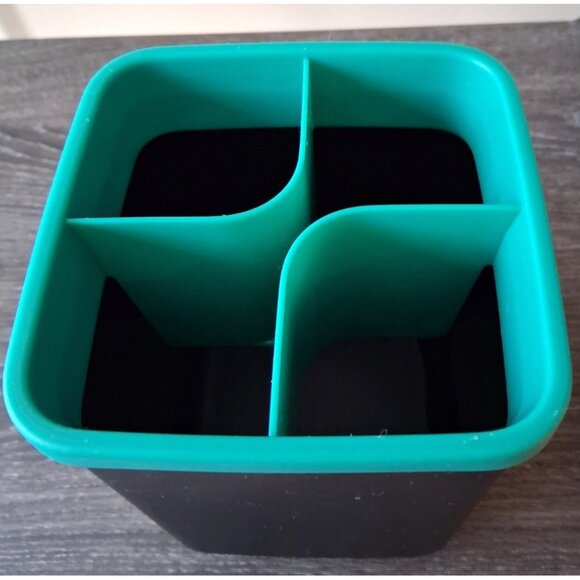 Tupperware Kitchen Utensil Prep Tool Holder Caddy Black Turquoise #7744 - Picture 3 of 5